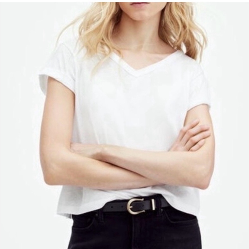 All Saints White Anna V-Neck Short Sleeve T-Shirt Size 4 Small